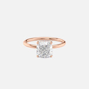  The Solitaire Low Profile Kamellie Cushion Lab Diamond Ring 14k Rose Gold 001