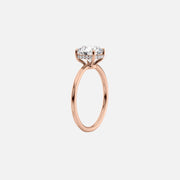  The Solitaire Low Profile Kamellie Cushion Lab Diamond Ring 14k Rose Gold 002