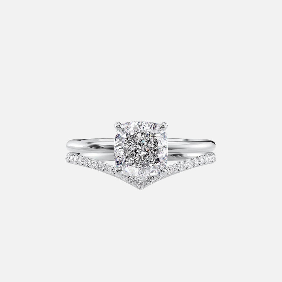  The Solitaire Low Profile Kamellie Cushion Lab Diamond Ring 14k White Gold 003