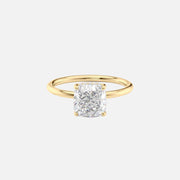 The Solitaire Low Profile Kamellie Cushion Lab Diamond Ring 14k Yellow Gold 001