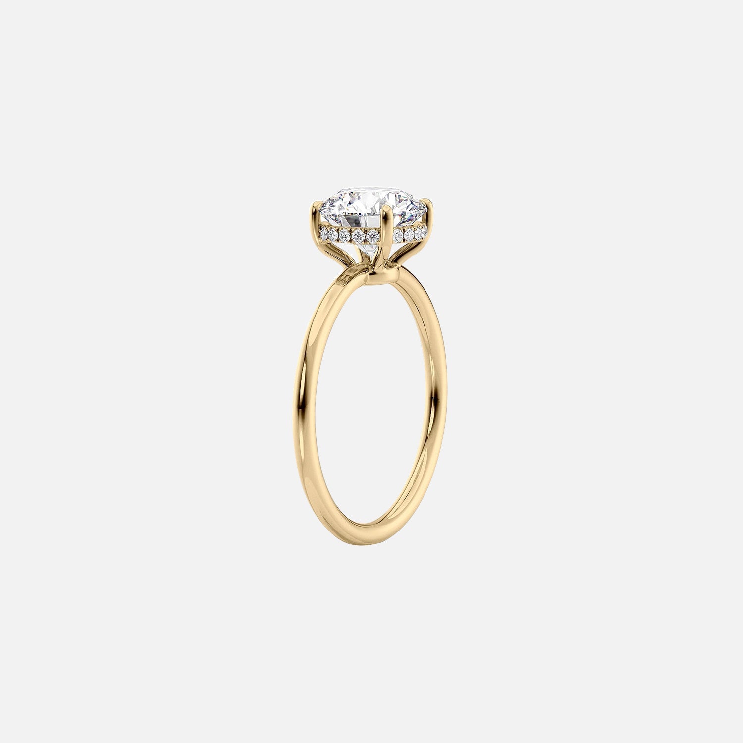  The Solitaire Low Profile Kamellie Cushion Lab Diamond Ring 14k Yellow Gold 002