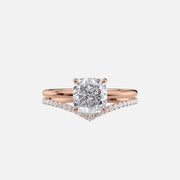  The Solitaire Low Profile Kamellie Cushion Moissanite Ring 14k Rose Gold 003
