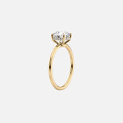  The Solitaire Low Profile Kamellie Cushion Moissanite Ring 14k Yellow Gold 002