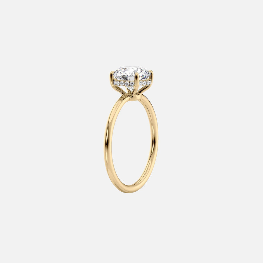  The Solitaire Low Profile Kamellie Cushion Moissanite Ring 14k Yellow Gold 002