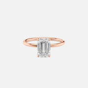  The Solitaire Low Profile Kamellie Emerald Lab Diamond Ring 14k Rose Gold 001