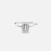  The Solitaire Low Profile Kamellie Emerald Lab Diamond Ring 14k White Gold 001
