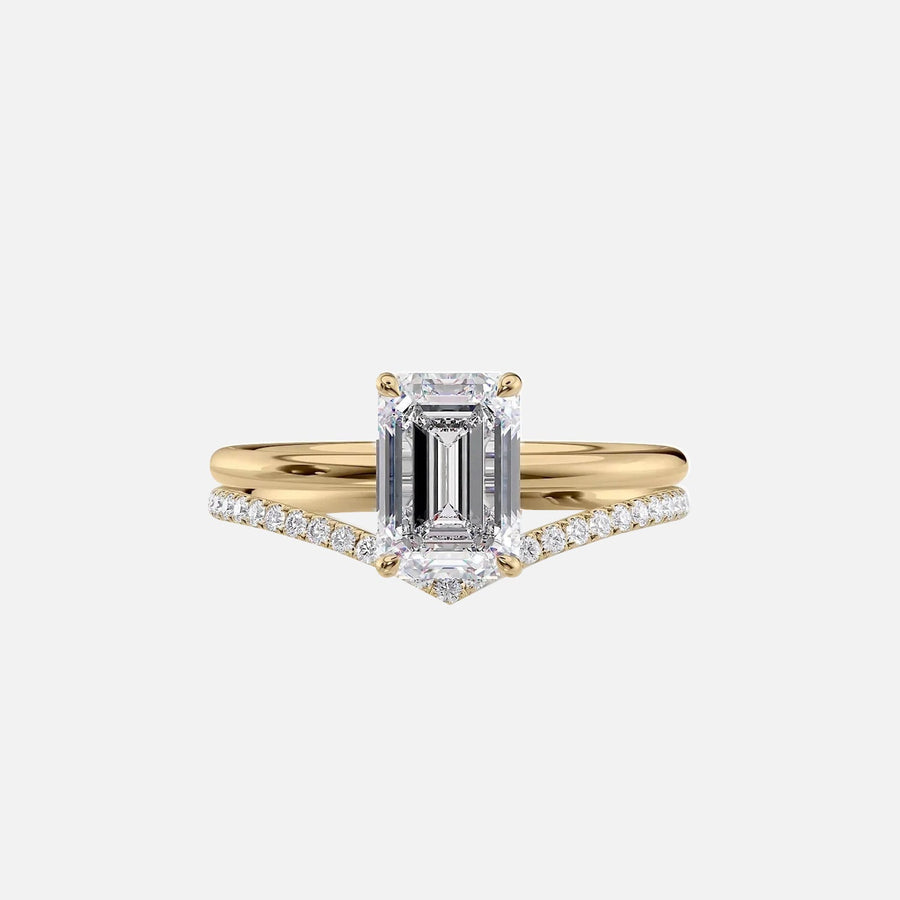  The Solitaire Low Profile Kamellie Emerald Lab Diamond Ring 14k Yellow Gold 003
