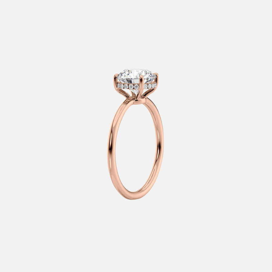  The Solitaire Low Profile Kamellie Emerald Lab Diamond Ring 18k Rose Gold 002