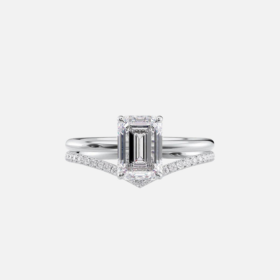  The Solitaire Low Profile Kamellie Emerald Lab Diamond Ring 18k White Gold 003
