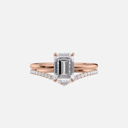  The Solitaire Low Profile Kamellie Emerald Moissanite Ring 14k Rose Gold 003