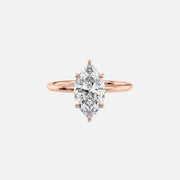  The Solitaire Low Profile Kamellie Marquise Moissanite Ring 14k Rose Gold 001