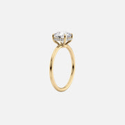  The Solitaire Low Profile Kamellie Marquise Moissanite Ring 14k Yellow Gold 002