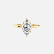  The Solitaire Low Profile Kamellie Marquise Moissanite Ring 18k Yellow Gold 001