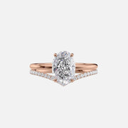  The Solitaire Low Profile Kamellie Oval Lab Diamond Ring 14k Rose Gold 003