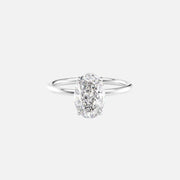  The Solitaire Low Profile Kamellie Oval Lab Diamond Ring 14k White Gold 001