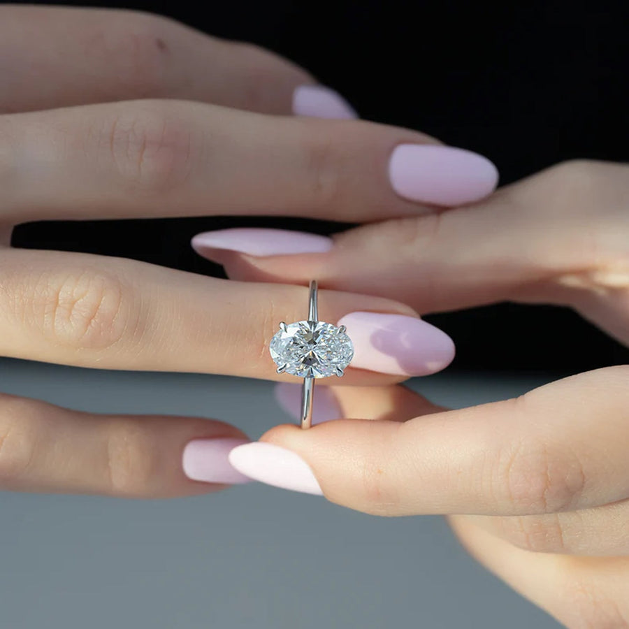  The Solitaire Low Profile Kamellie Oval Lab Diamond Ring 14k White Gold 006 Final