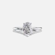  The Solitaire Low Profile Kamellie Oval Lab Diamond Ring 18k White Gold 003