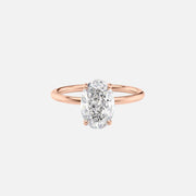  The Solitaire Low Profile Kamellie Oval Moissanite Ring 14k Rose Gold 001