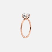  The Solitaire Low Profile Kamellie Oval Moissanite Ring 14k Rose Gold 002