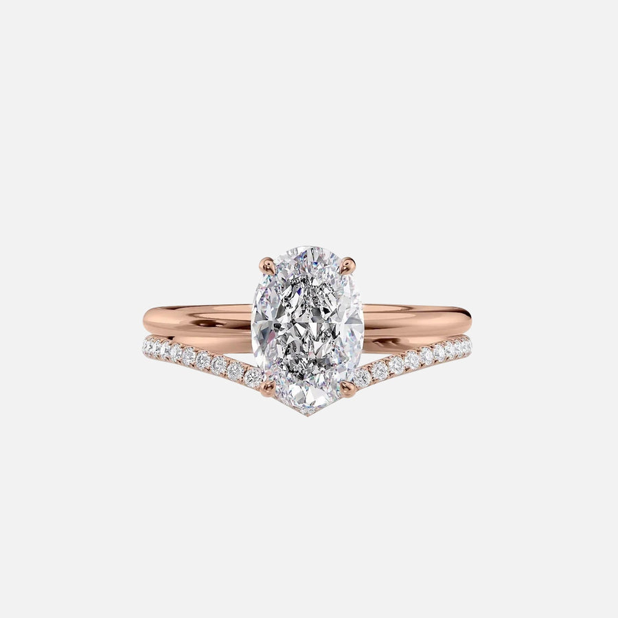  The Solitaire Low Profile Kamellie Oval Moissanite Ring 18k Rose Gold 003