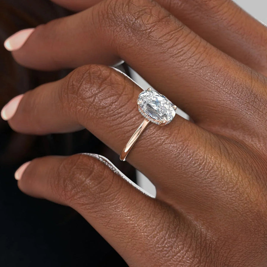  The Solitaire Low Profile Kamellie Oval Moissanite Ring 18k Rose Gold 006 Final