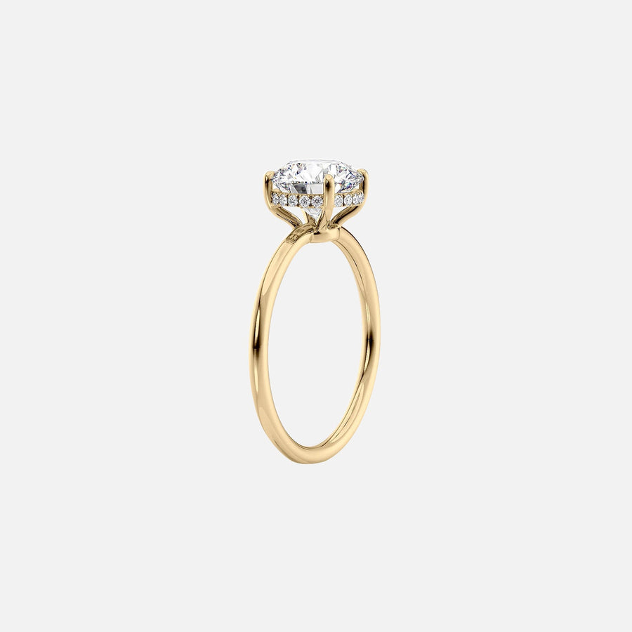  The Solitaire Low Profile Kamellie Oval Moissanite Ring 18k Yellow Gold 002