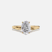  The Solitaire Low Profile Kamellie Oval Moissanite Ring 18k Yellow Gold 003