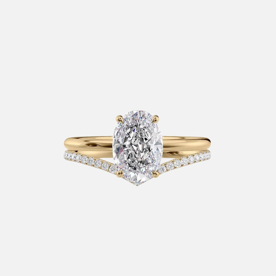  The Solitaire Low Profile Kamellie Oval Moissanite Ring 18k Yellow Gold 003