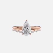  The Solitaire Low Profile Kamellie Pear Lab Diamond Ring 14k Rose Gold 003