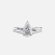  The Solitaire Low Profile Kamellie Pear Lab Diamond Ring 14k White Gold 003