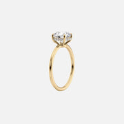  The Solitaire Low Profile Kamellie Pear Lab Diamond Ring 14k Yellow Gold 002