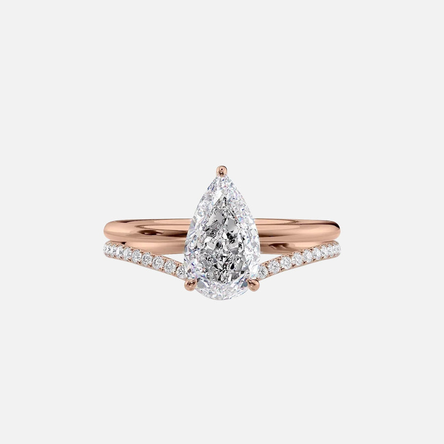  The Solitaire Low Profile Kamellie Pear Lab Diamond Ring 18k Rose Gold 003