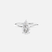  The Solitaire Low Profile Kamellie Pear Lab Diamond Ring 18k White Gold 001