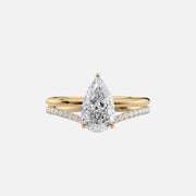  The Solitaire Low Profile Kamellie Pear Lab Diamond Ring 18k Yellow Gold 003