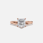  The Solitaire Low Profile Kamellie Princess Moissanite Ring 14k Rose Gold 003