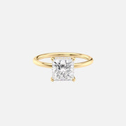 The Solitaire Low Profile Kamellie Princess Moissanite Ring 14k Yellow Gold 001