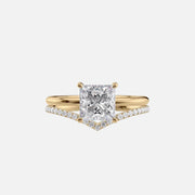  The Solitaire Low Profile Kamellie Princess Moissanite Ring 14k Yellow Gold 003