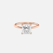  The Solitaire Low Profile Kamellie Princess Moissanite Ring 18k Rose Gold 001
