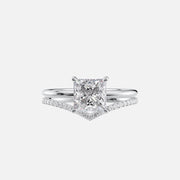  The Solitaire Low Profile Kamellie Princess Moissanite Ring 18k White Gold 003