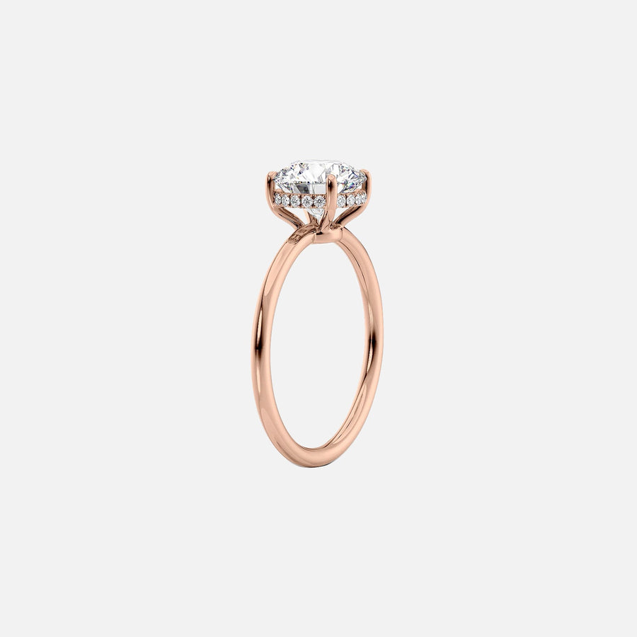  The Solitaire Low Profile Kamellie Radiant Lab Diamond Ring 14k Rose Gold 002