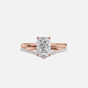  The Solitaire Low Profile Kamellie Radiant Lab Diamond Ring 14k Rose Gold 003