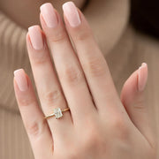  The Solitaire Low Profile Kamellie Radiant Lab Diamond Ring 14k Yellow Gold 005