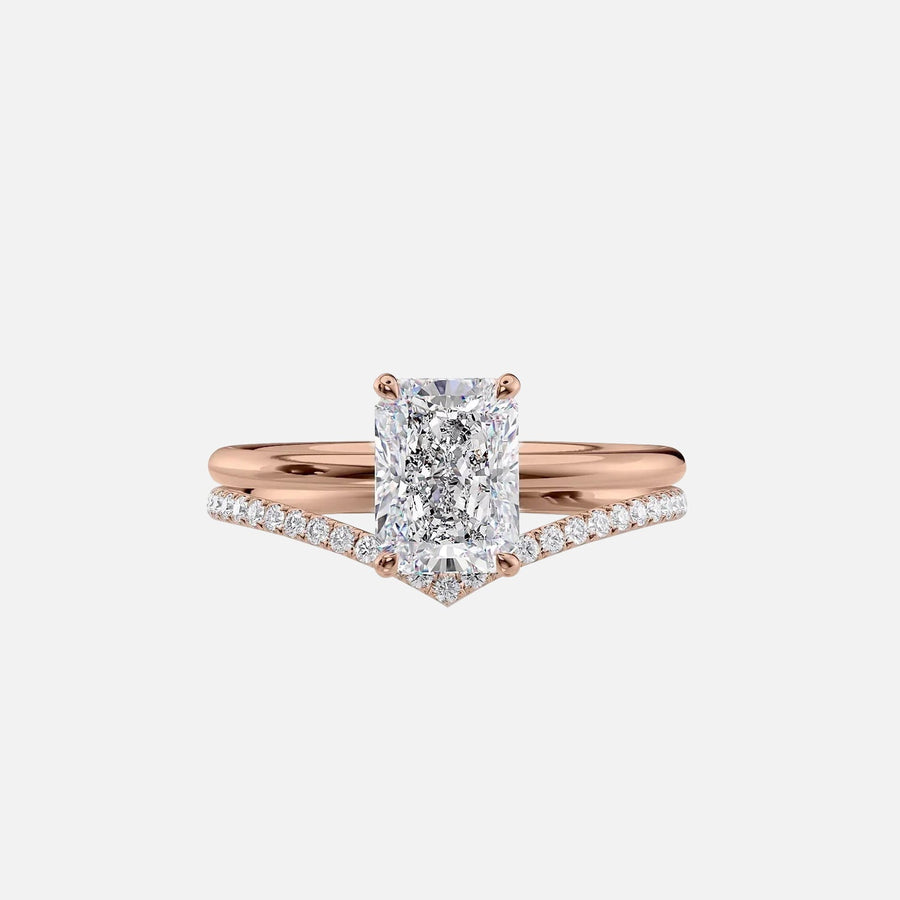  The Solitaire Low Profile Kamellie Radiant Lab Diamond Ring 18k Rose Gold 003