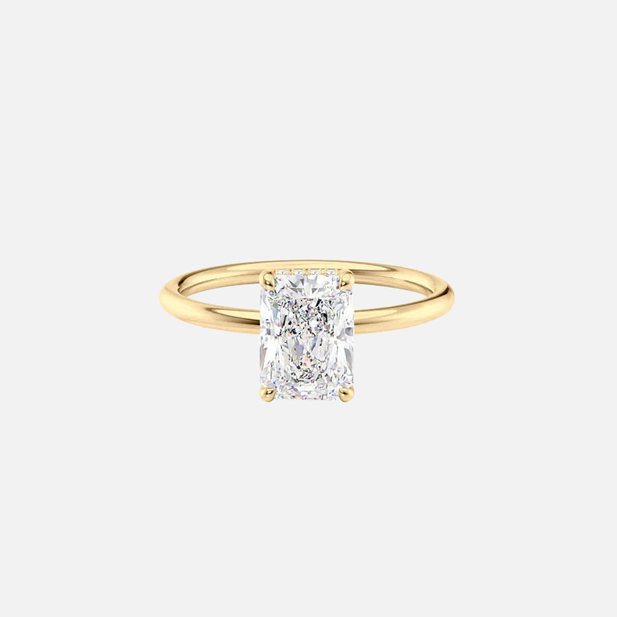  The Solitaire Low Profile Kamellie Radiant Lab Diamond Ring 18k Yellow Gold 001
