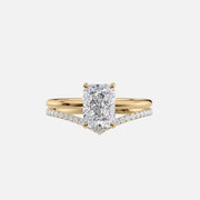  The Solitaire Low Profile Kamellie Radiant Moissanite Ring 14k Yellow Gold 003
