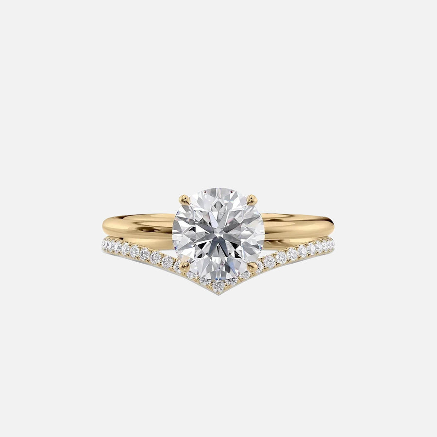  The Solitaire Low Profile Kamellie Round Lab Diamond Ring 14k Yellow Gold 003