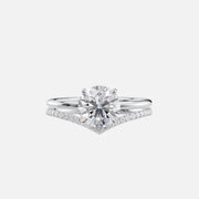  The Solitaire Low Profile Kamellie Round Moissanite Ring 14k White Gold 003