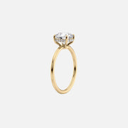  The Solitaire Low Profile Kamellie Round Moissanite Ring 14k Yellow Gold 002