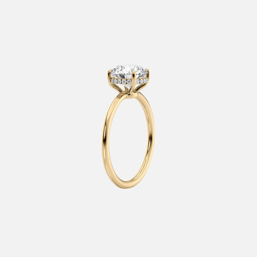  The Solitaire Low Profile Kamellie Round Moissanite Ring 14k Yellow Gold 002