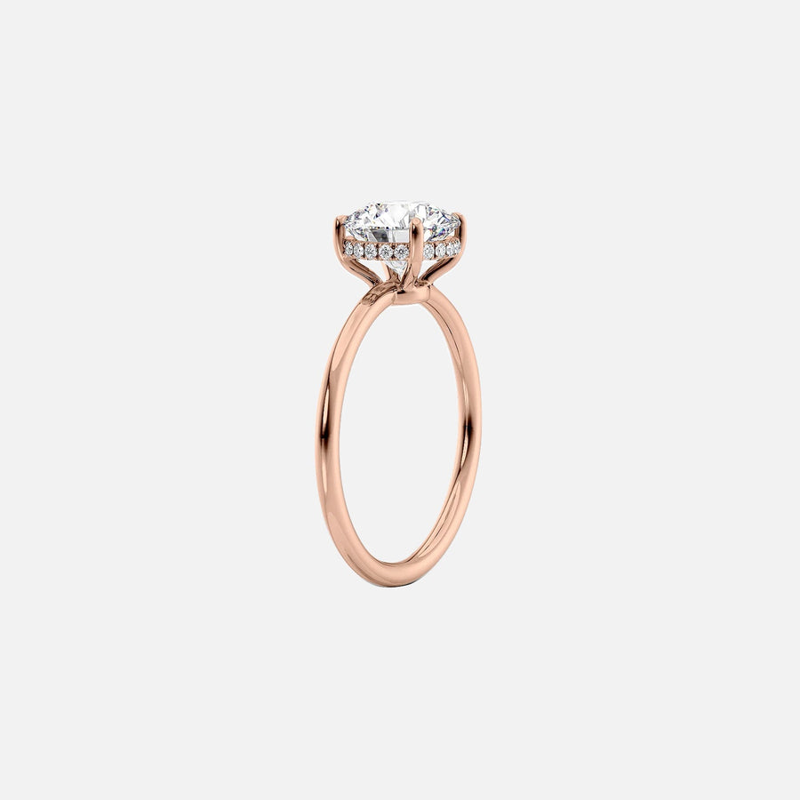  The Solitaire Low Profile Kamellie Round Moissanite Ring 18k Rose Gold 002